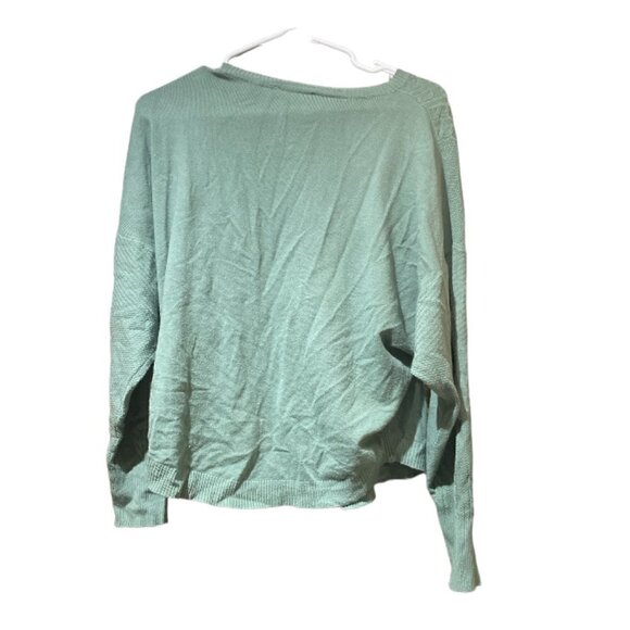 Vila Milano Pullover Green Cable Knit Scoop/Crew Neck Sweater Medium - Picture 2 of 2